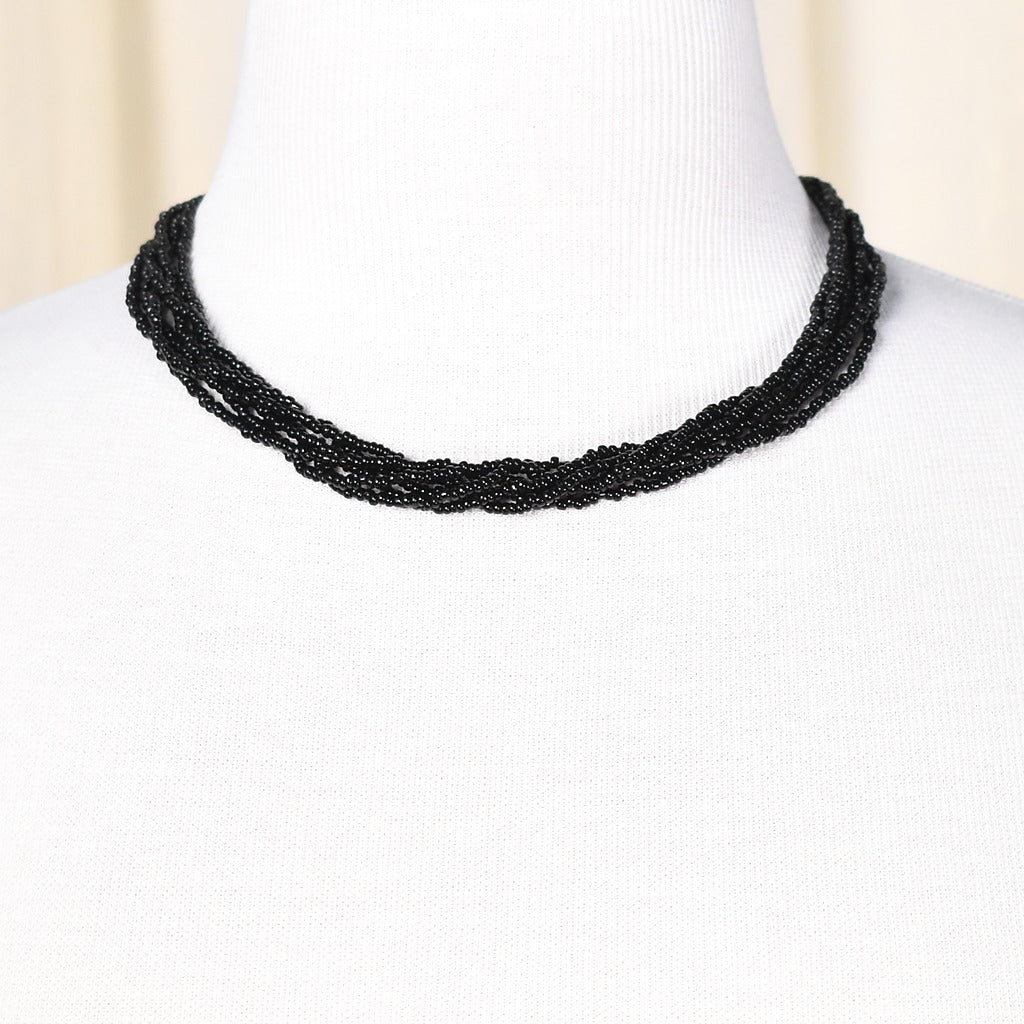 Vintage Multi Strand Black Necklace Cats Like Us
