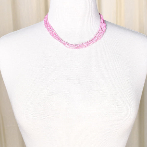 Vintage Multi Strand Pink Necklace Cats Like Us