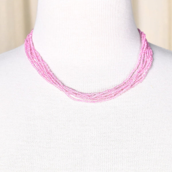 Vintage Multi Strand Pink Necklace Cats Like Us