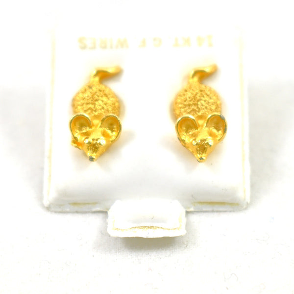 Vintage NOS 14K Mouse Earrings Cats Like Us