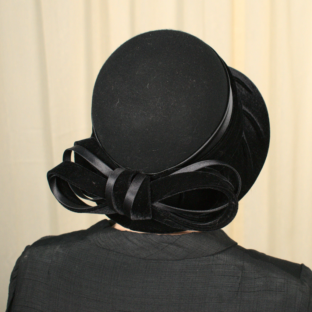 NWT 1920s Style Black Hat Black 1920s cloche hat with cotton and black lace – LaVieDelight main image 3