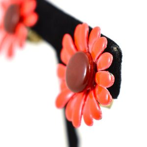 Vintage Orange Day Glo Daisy Earrings Cats Like Us