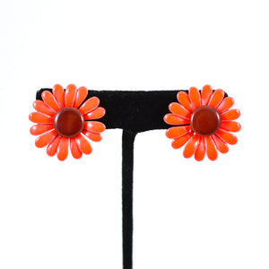 Vintage Orange Day Glo Daisy Earrings Cats Like Us
