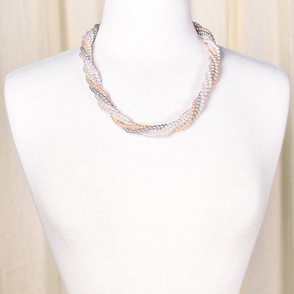 Vintage Pastel Swirl Pearl Necklace Cats Like Us