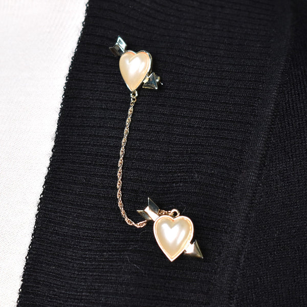 Vintage Pearl Hearts Chain Pin Cats Like Us