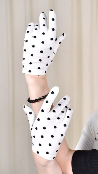 Vintage Polka Dot Gloves with Neck Tie Cats Like Us