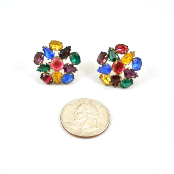 Vintage Rainbow Rhinestone Earrings Cats Like Us