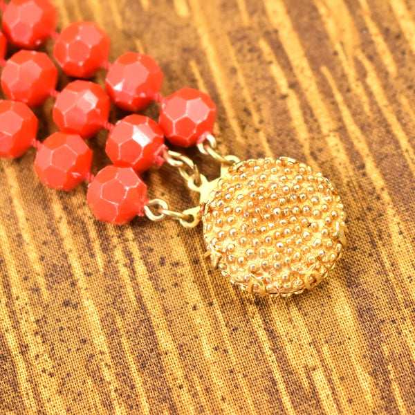 Vintage Red Bead Necklace & Bracelet Set Cats Like Us