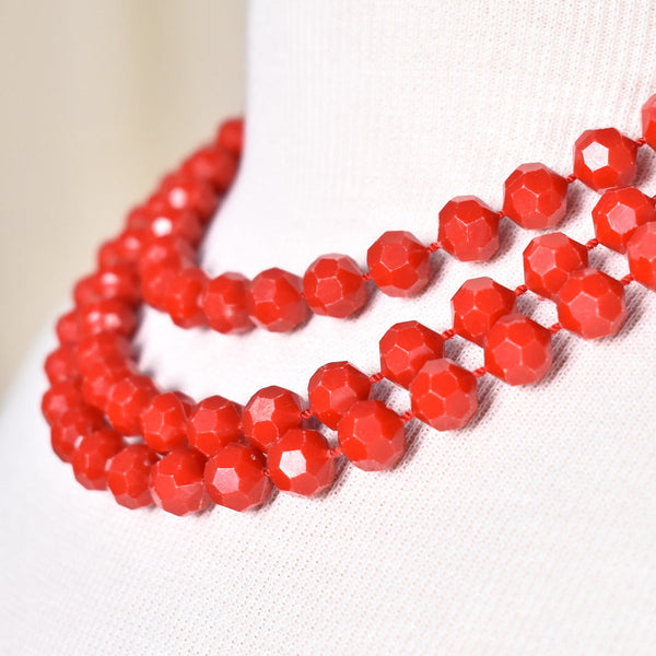 Vintage Red Bead Necklace & Bracelet Set Cats Like Us