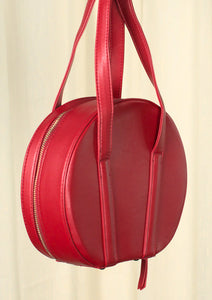 Vintage Red Round Bowling Handbag Purse Cats Like Us