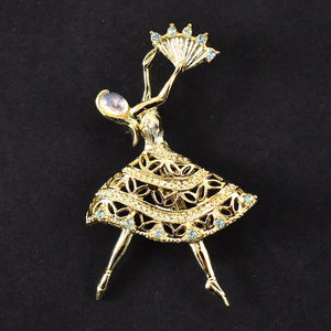 Vintage Rhinestone Ballerina Brooch Cats Like Us