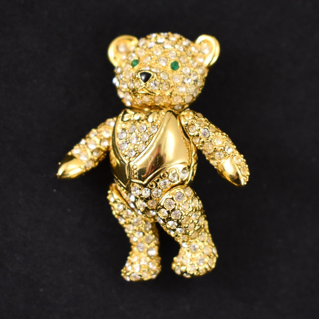 Vintage Rhinestone Teddy Bear Brooch Cats Like Us