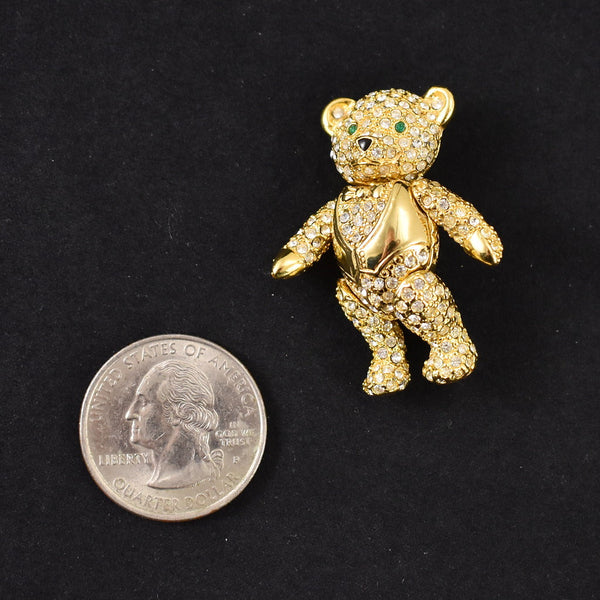 Vintage Rhinestone Teddy Bear Brooch Cats Like Us