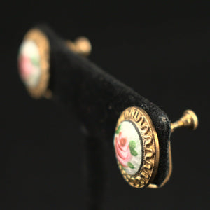 Vintage Rose Enamel Pin & Earring Set Cats Like Us