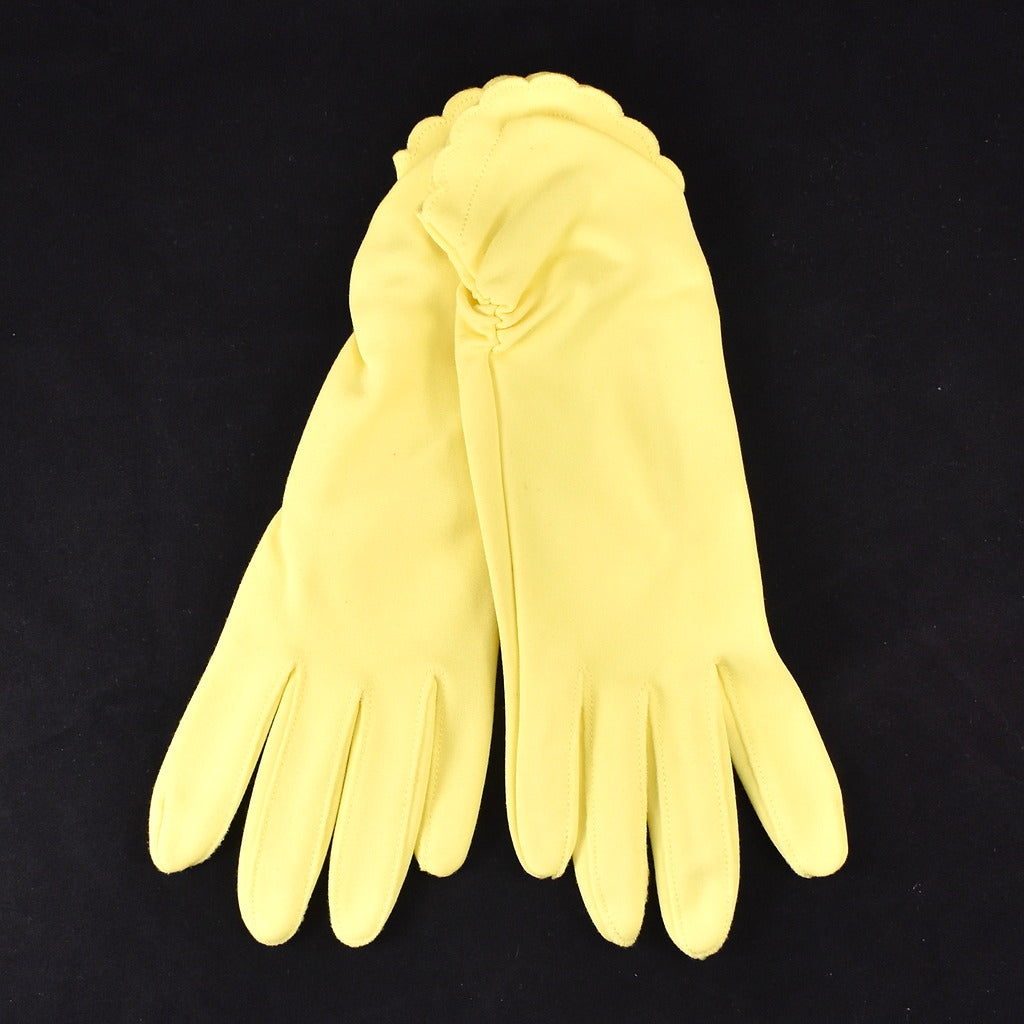 Vintage Short Yellow Scalloped Gloves Cats Like Us