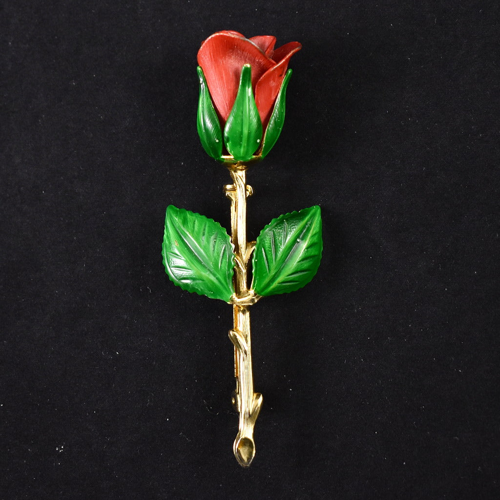 Single Rose Pin Vintage Single Red Rose Brooch Pin – Cats Like Us