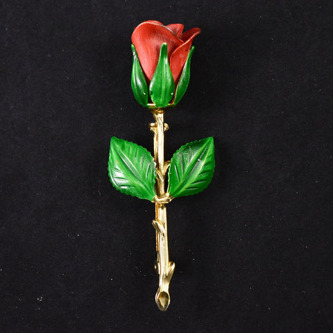 Vintage Single Red Rose Brooch Pin Cats Like Us