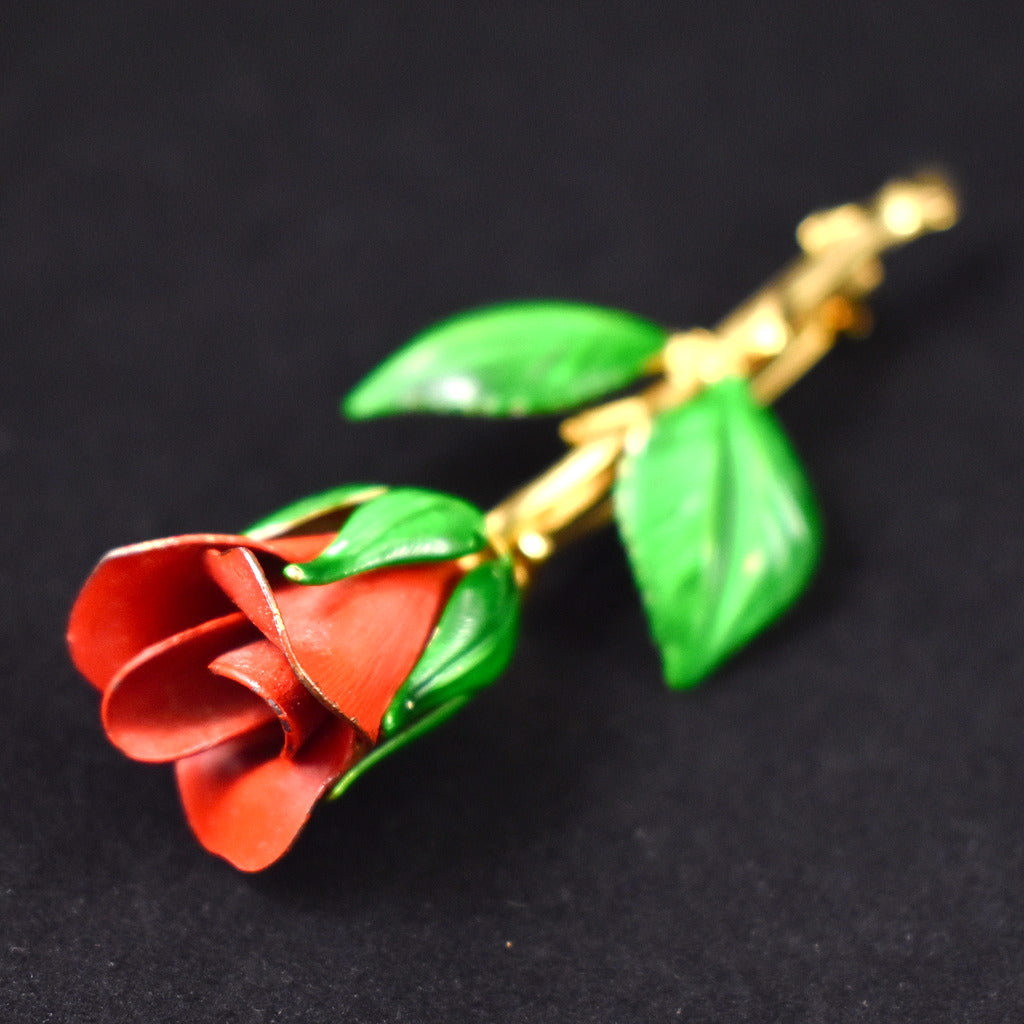 Single Rose Pin Vintage Single Red Rose Brooch Pin – Cats Like Us