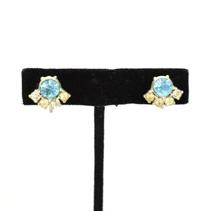 Vintage Small Blue Rhinestone Earrings Cats Like Us
