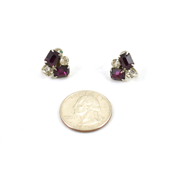 Vintage Small Purple Rhinestone Earring Cats Like Us