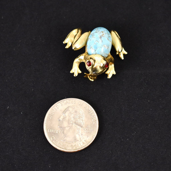 Vintage Tiny Marble Frog Prince Brooch Cats Like Us
