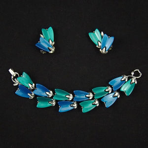 Vintage Turquoise & Blue Tulip Bracelet Set Cats Like Us