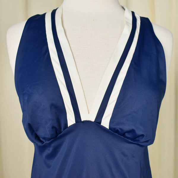 Vintage Vanity Fair 1970s Sexy Navy Nightgown Cats Like Us