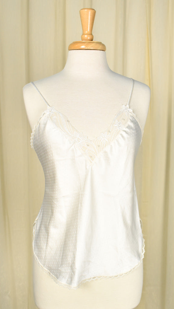 Vintage White Pearl Bead Camisole Tank Cats Like Us