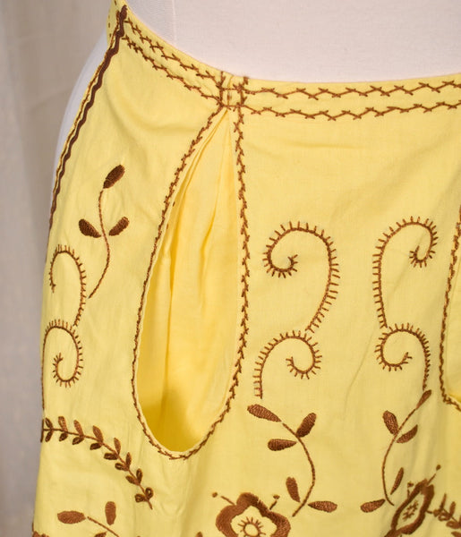 Vintage Yellow & Brown Handmade Embroidered Apron Cats Like Us