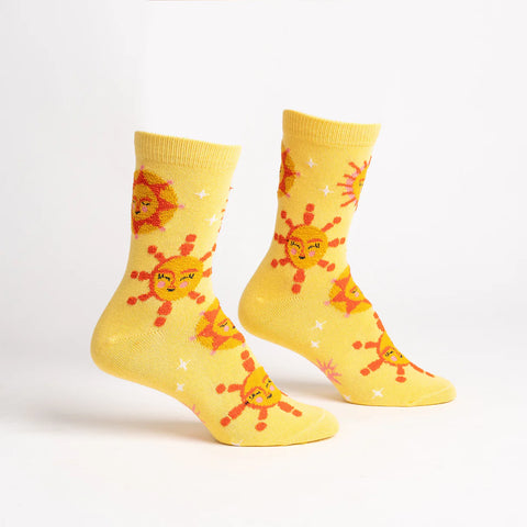 Shine Bright Like the Sun Fuzzy Crew Socks