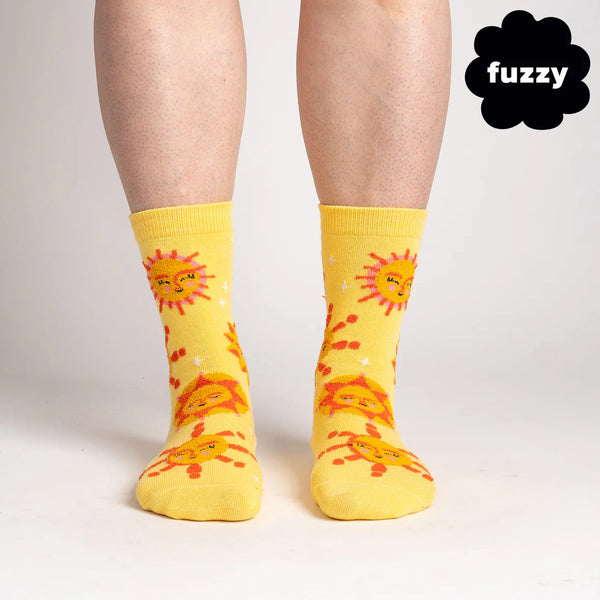 Shine Bright Like the Sun Fuzzy Crew Socks