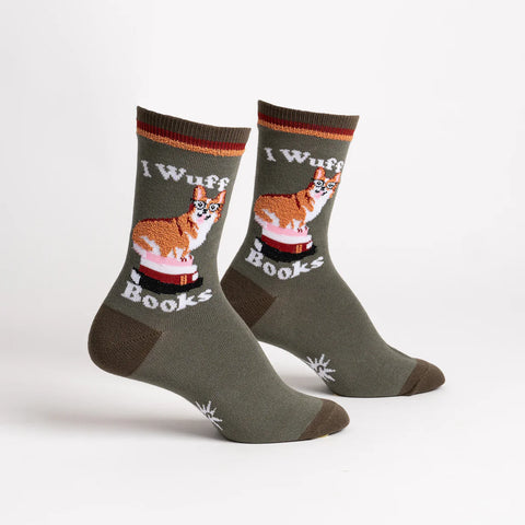 I Wuff Books Fuzzy Crew Socks