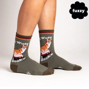 I Wuff Books Fuzzy Crew Socks