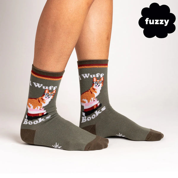 I Wuff Books Fuzzy Crew Socks