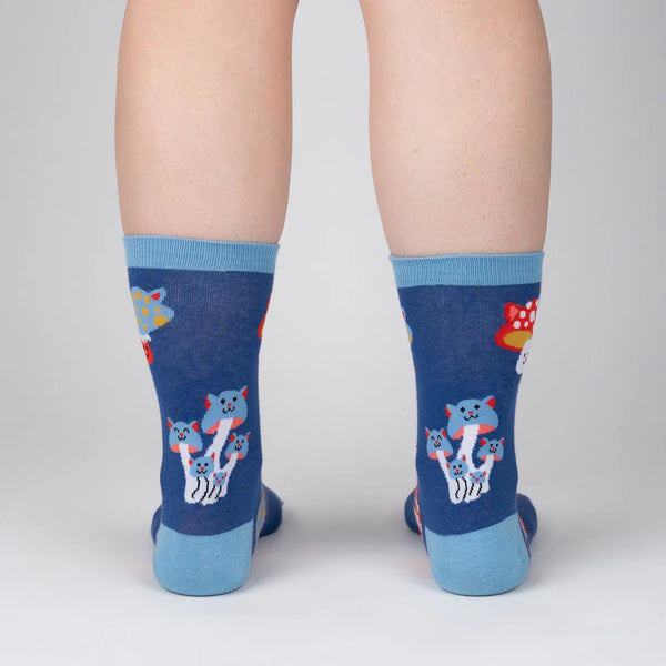 Meow-gical Mushroom Cats Crew Socks
