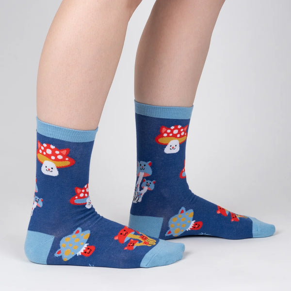 Meow-gical Mushroom Cats Crew Socks