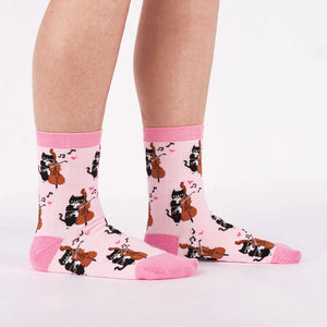 Mewsic to My Cat Ears Crew Socks