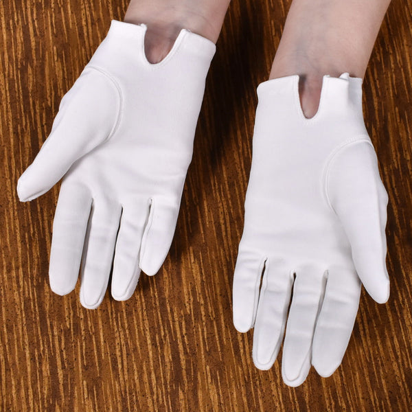 White Bow Embroidery Gloves Cats Like Us