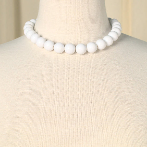 White Chunky Bead Necklace Cats Like Us