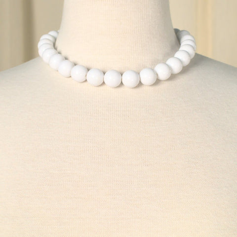 White Chunky Bead Necklace Cats Like Us