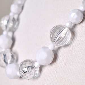 White & Clear Faceted Necklace Cats Like Us