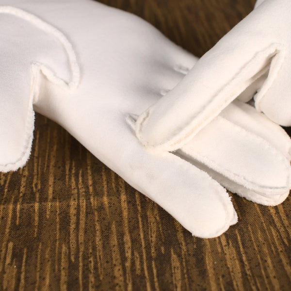 White Embroidered Hem Gloves Cats Like Us