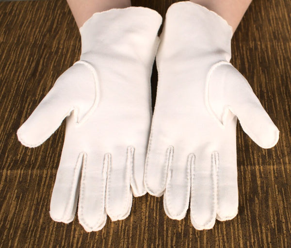 White Embroidered Hem Gloves Cats Like Us