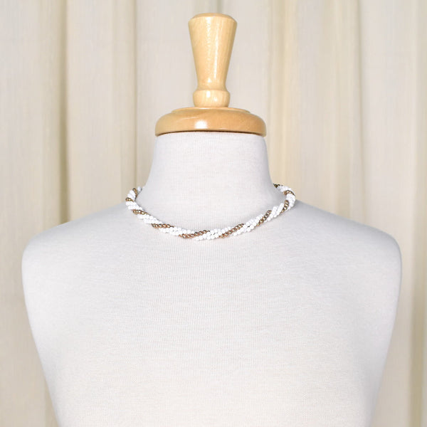 White & Gold Swirl Necklace Cats Like Us