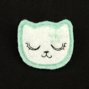 White Kitty Pin in Girly Mint Cats Like Us