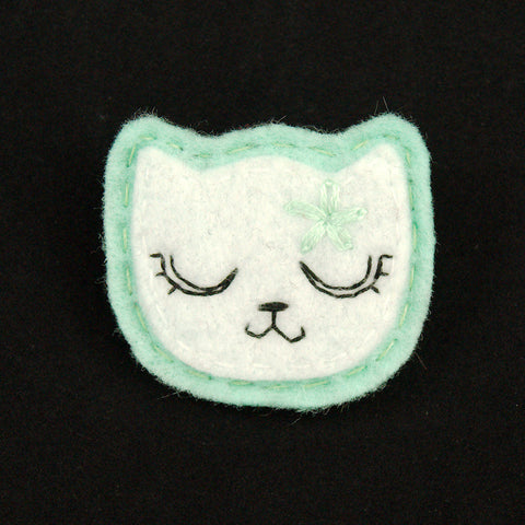 White Kitty Pin in Girly Mint Cats Like Us