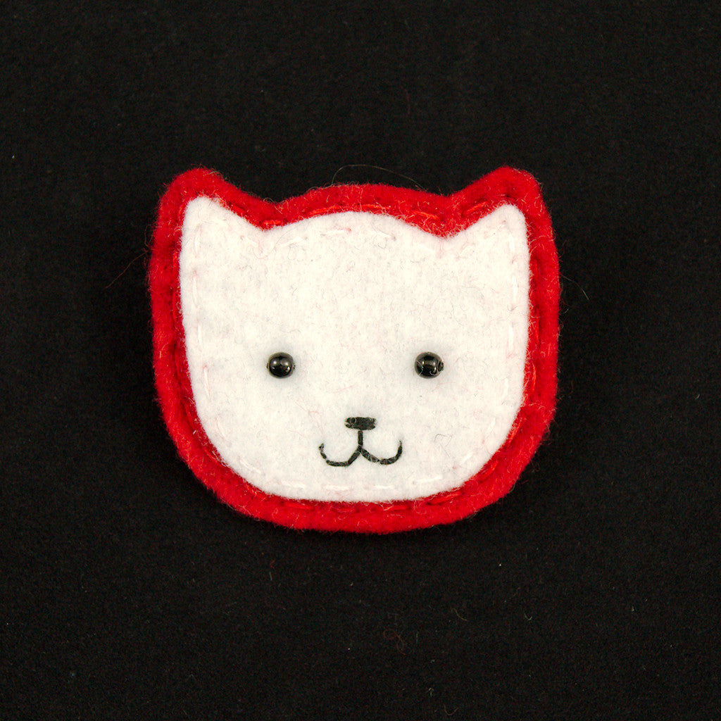 White Kitty Pin in Red Cats Like Us