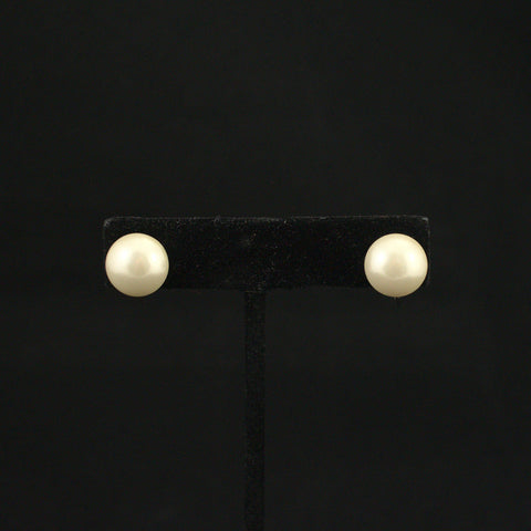 White Pearl Button Vintage Earrings Cats Like Us