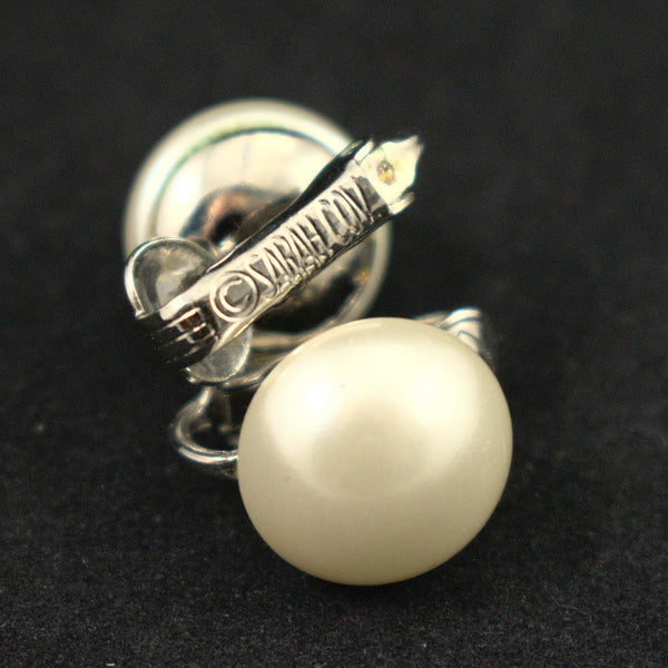 White Pearl Button Vintage Earrings Cats Like Us