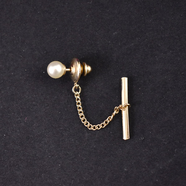 White Pearl Vintage Tie Tack Cats Like Us